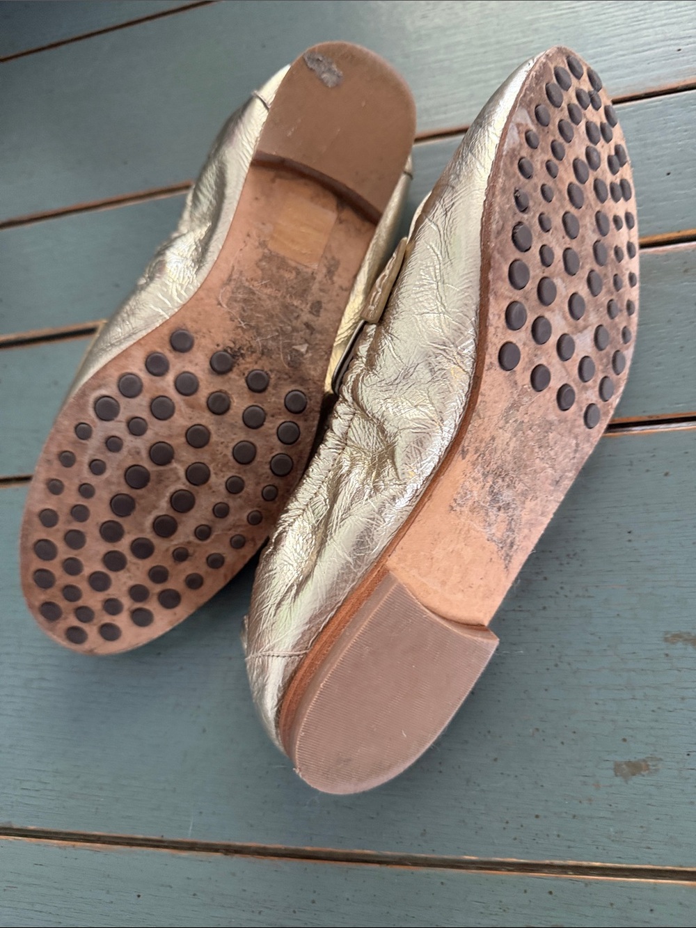 Tory Burch Metallic Gold with Gold-Accent Loafers - Picture 4 of 5